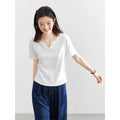 Lace-Trim V-Neck Cropped Tee