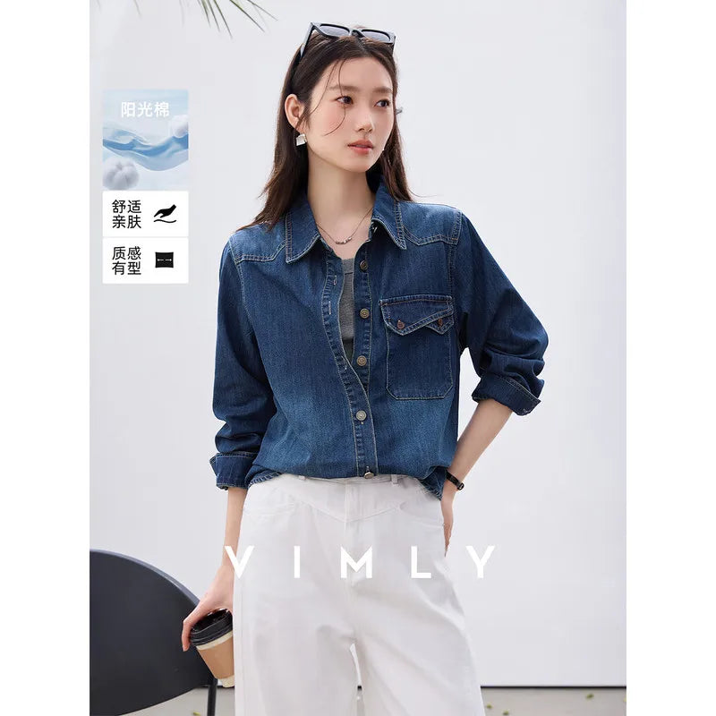 Button-Front Denim Shirt