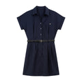 Belted Short-Sleeve Shirt Dress