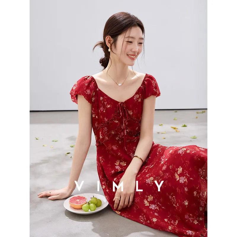 Floral Square-Neck Ruffle Midi Dress