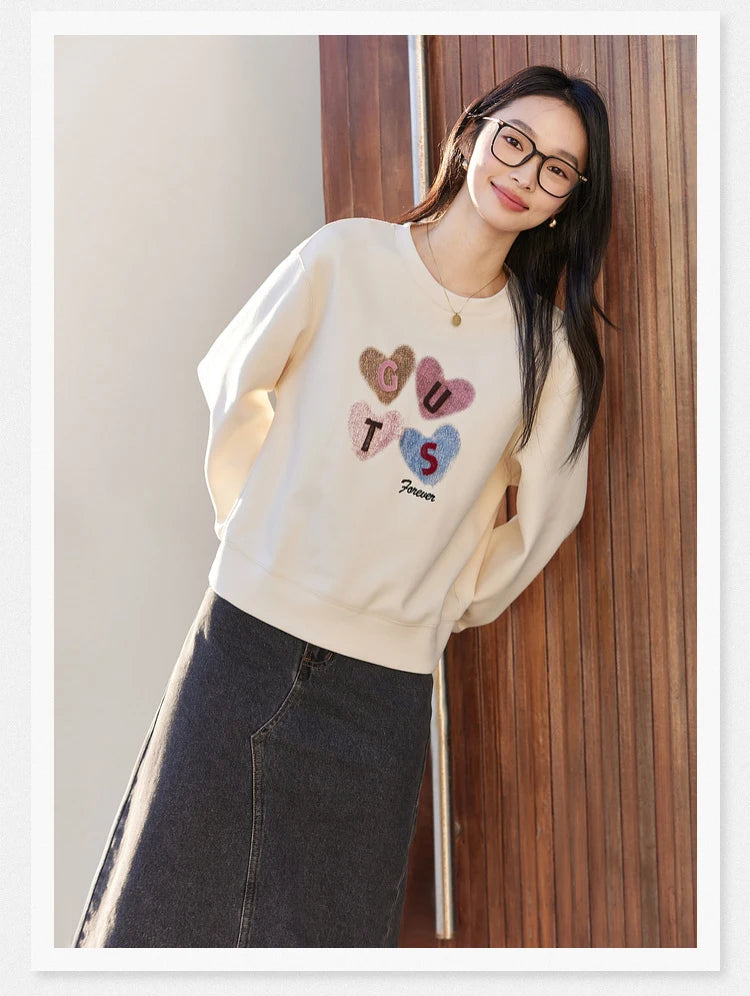 Letter-Applique Crew-Neck Sweatshirt
