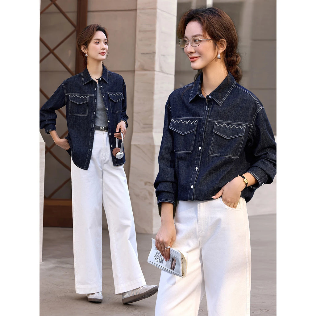 Embroidered Pocket Denim Shirt