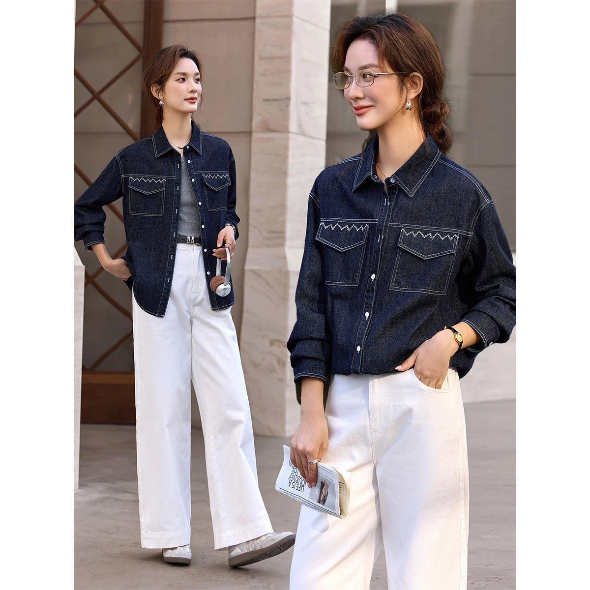 Embroidered Pocket Denim Shirt
