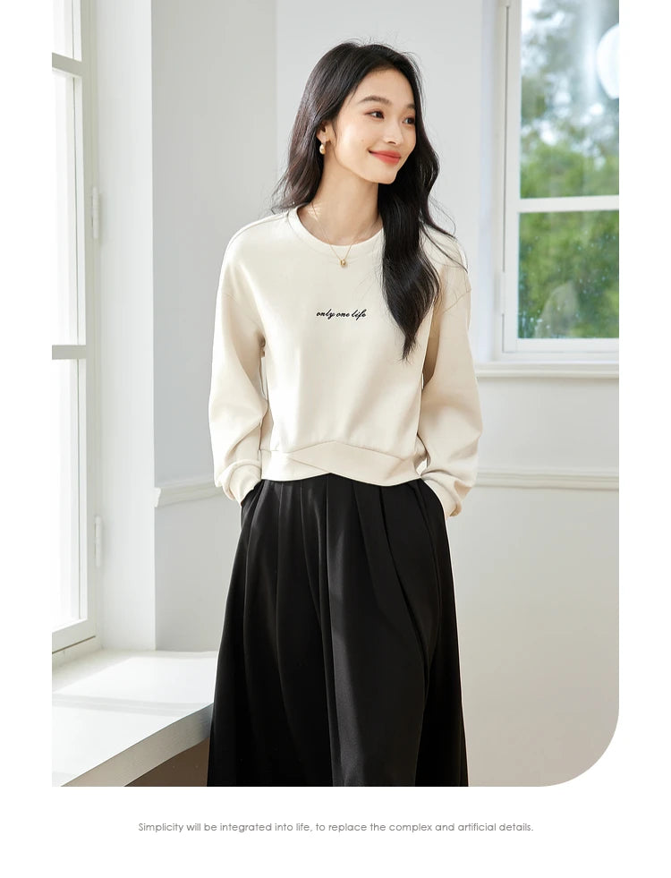 High-Low-Hem Crew-Neck Sweatshirt