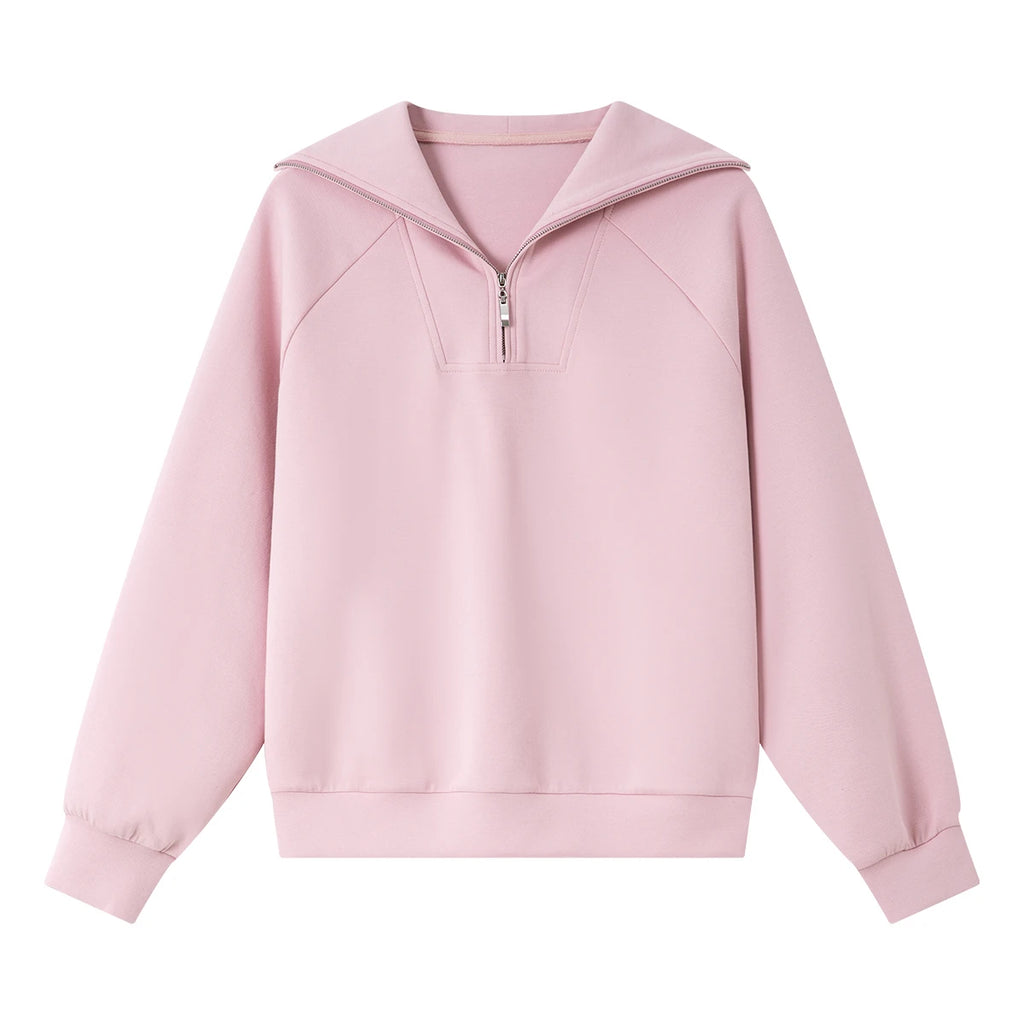 Sailor-Collar Half-Zip Sweatshirt