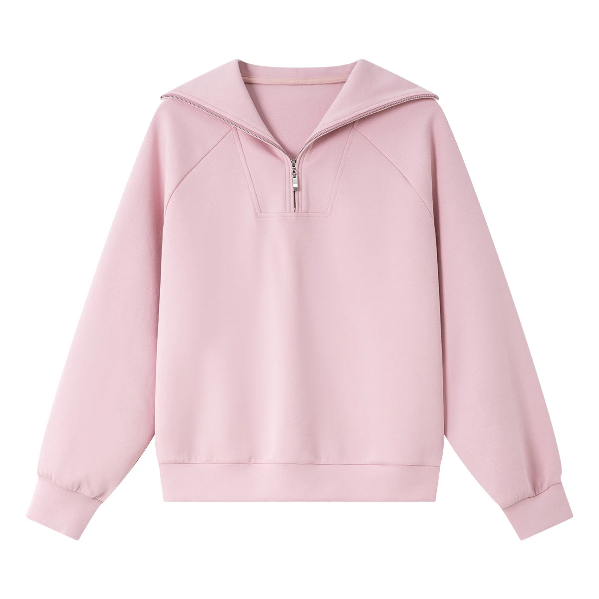 Sailor-Collar Half-Zip Sweatshirt