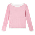 Layered Contrast-Neck Long-Sleeve Tee