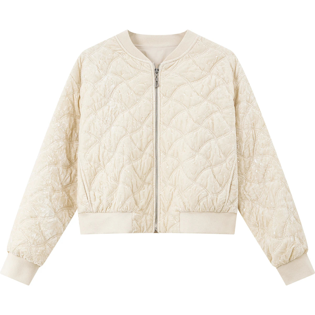 Quilted Zip-Front Bomber Jacket