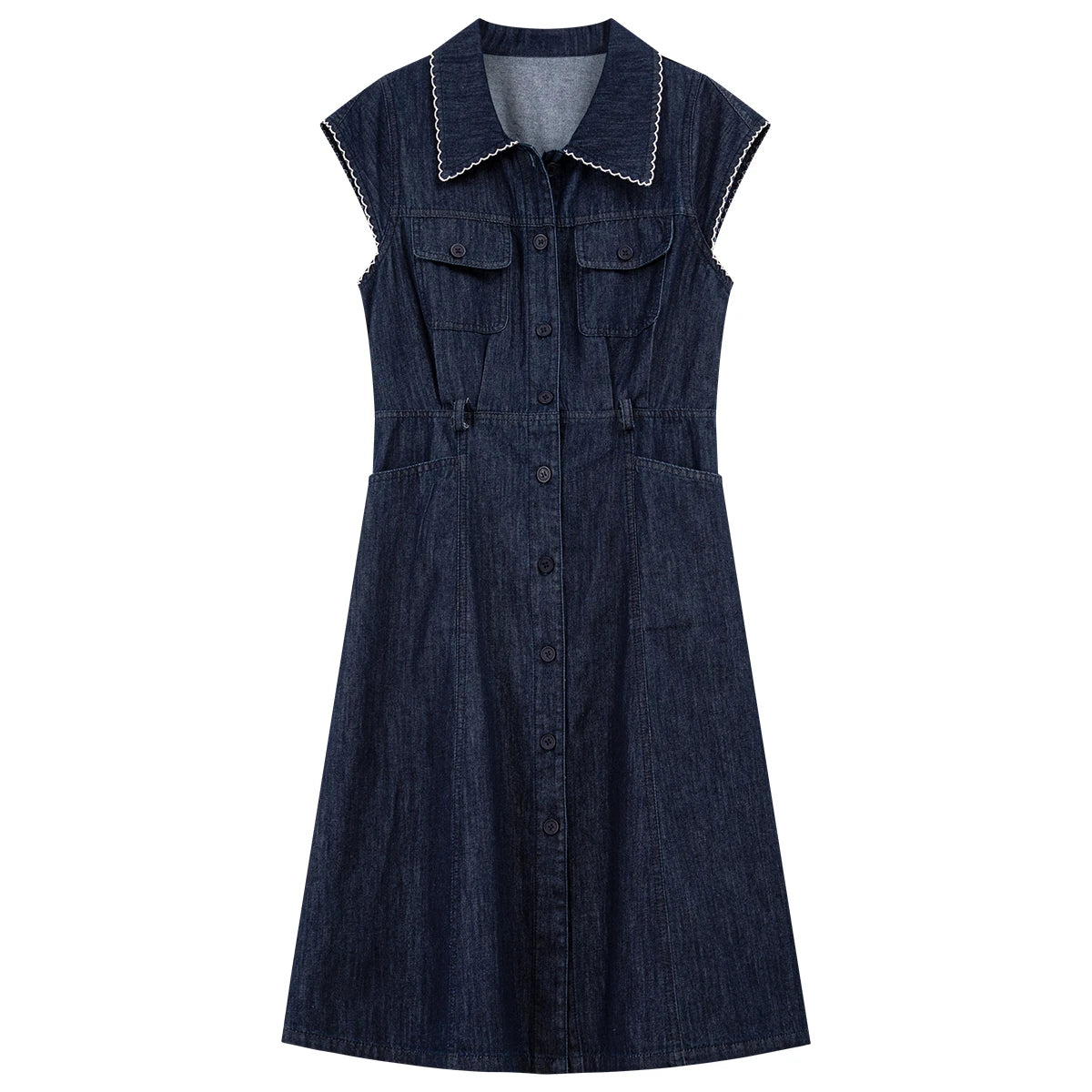 Sleeveless Belted Denim Shirt Dress