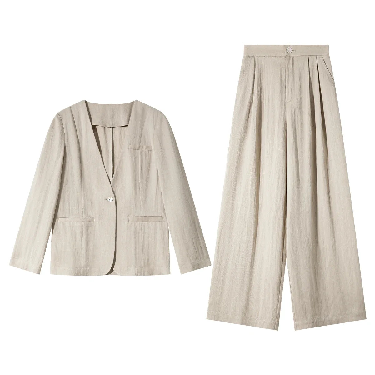 Deep-V Blazer Trouser Set