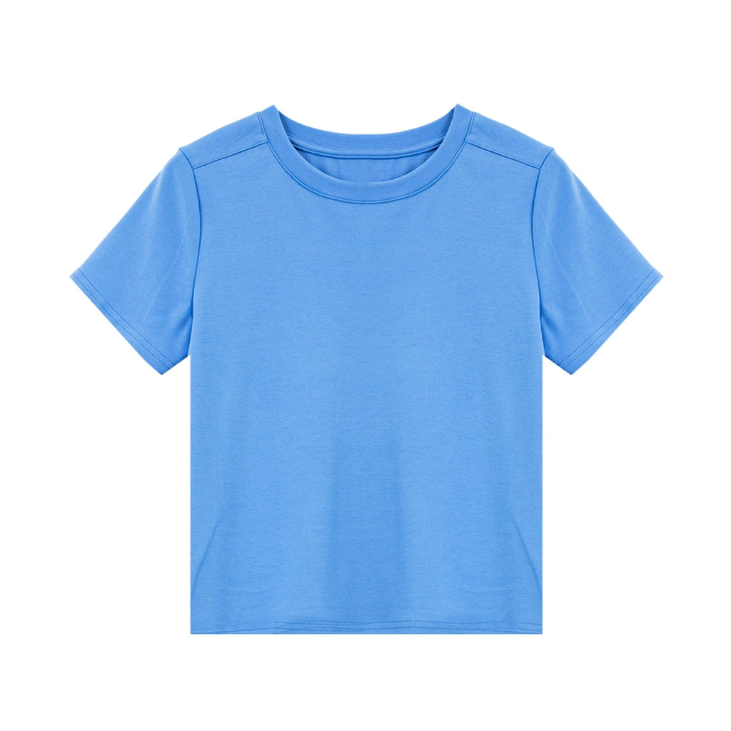 Minimal Cropped Crew-Neck Tee
