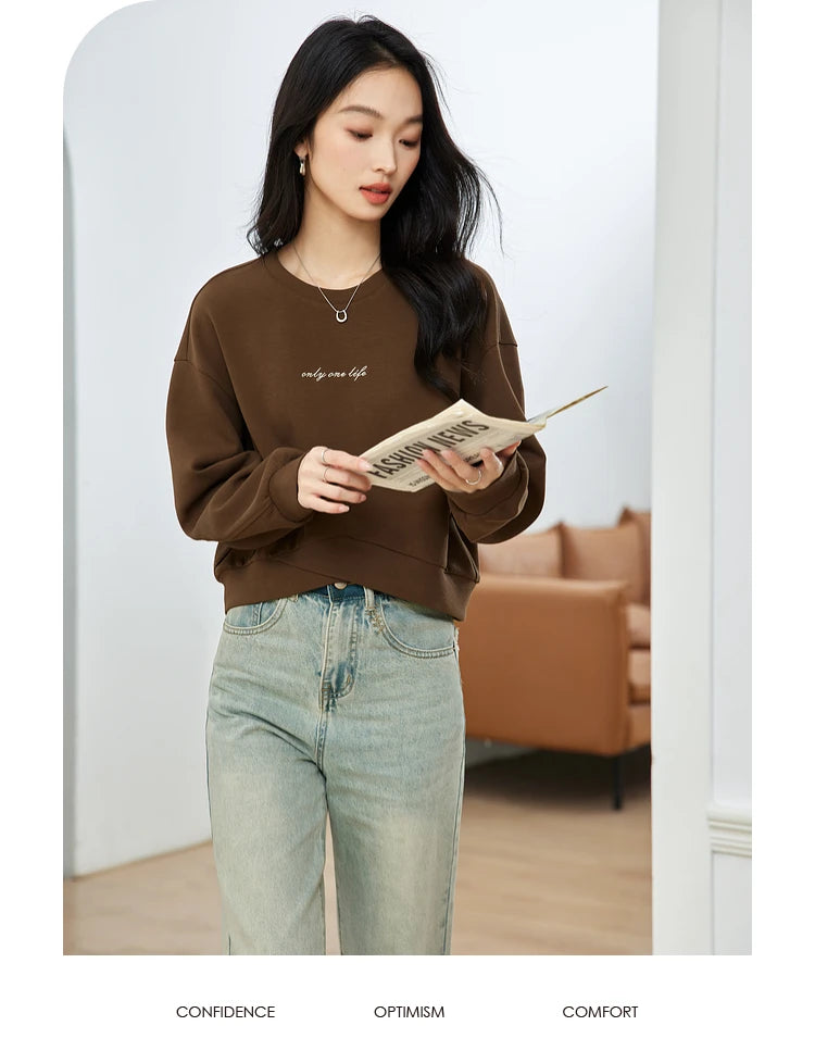 High-Low-Hem Crew-Neck Sweatshirt