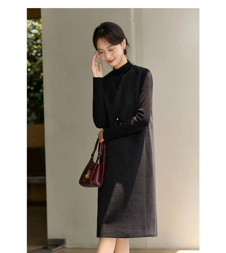 V-Neck Sleeveless Shift Dress