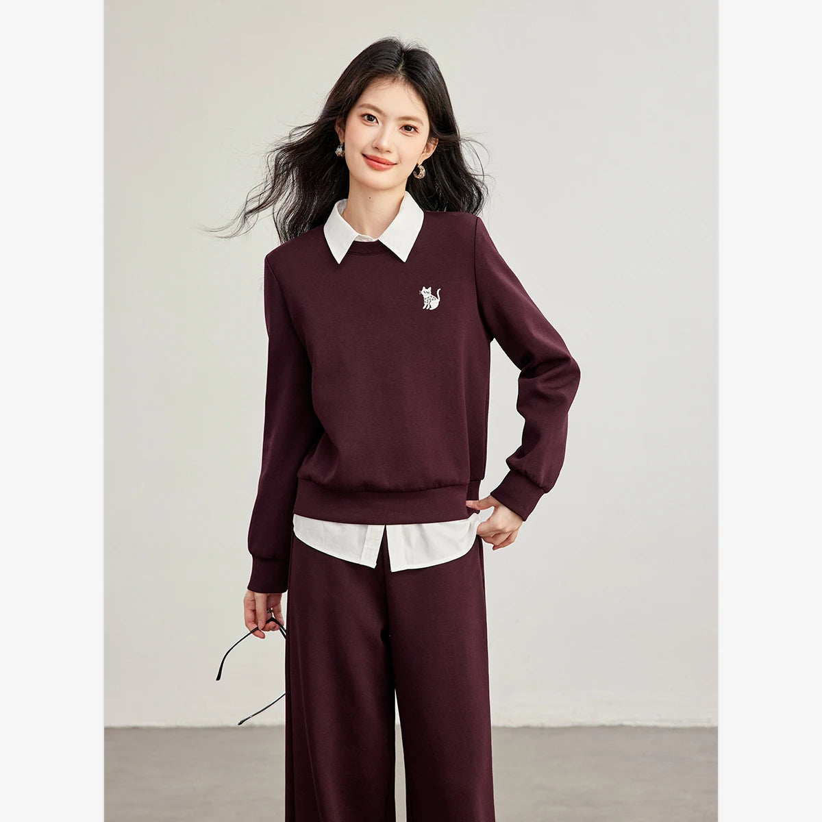 Sweatshirt and Wide-Leg Trouser Set