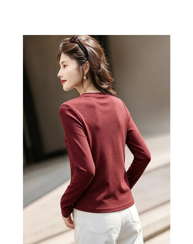 Embroidered Crew-Neck Long-Sleeve Tee