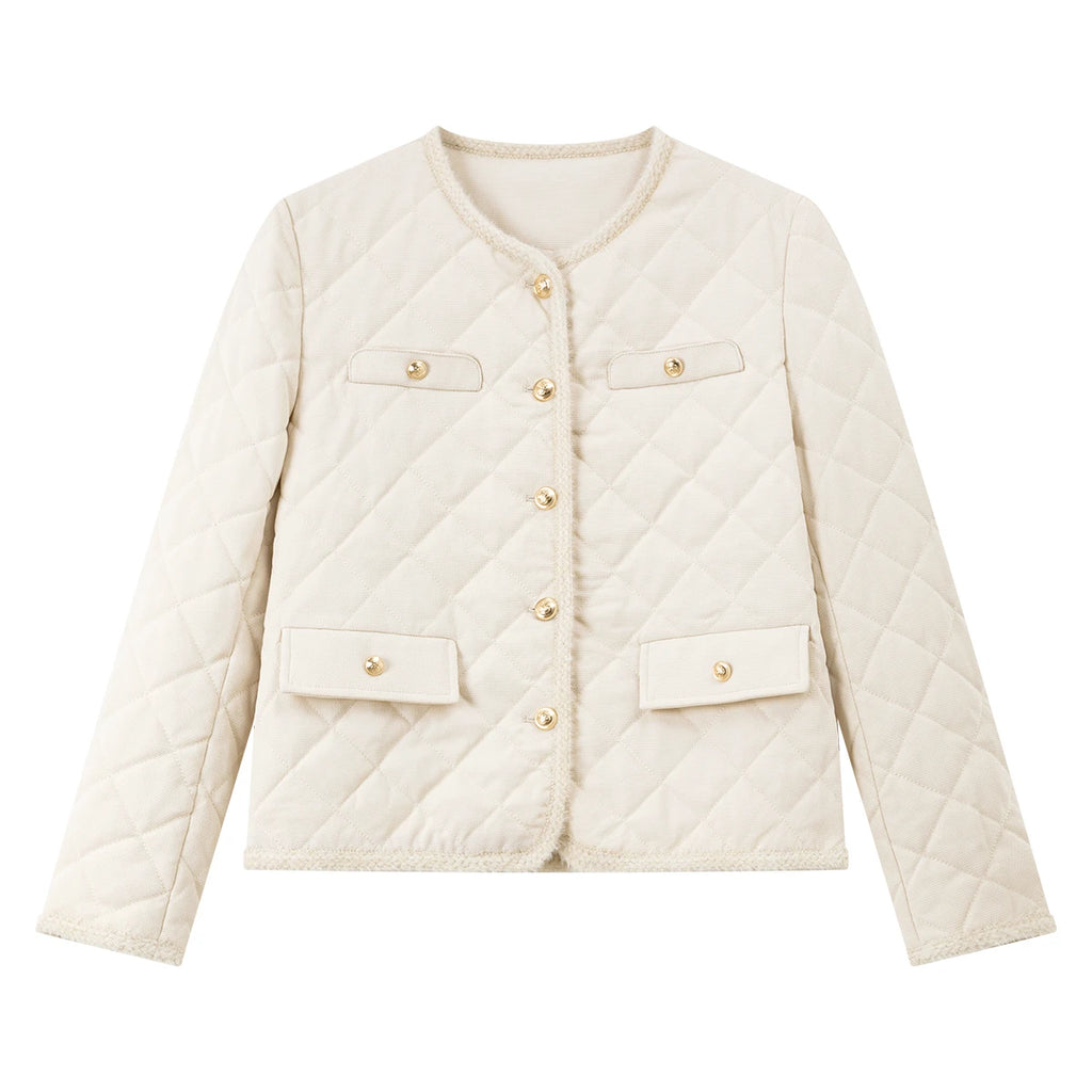 Quilted Pocket-Trim Jacket