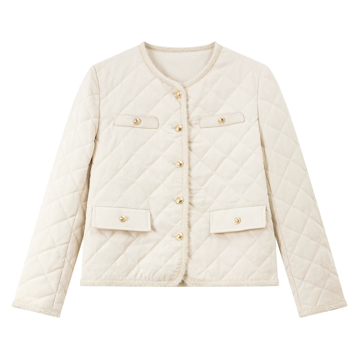 Quilted Pocket-Trim Jacket