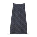 Windowpane Plaid Midi Skirt