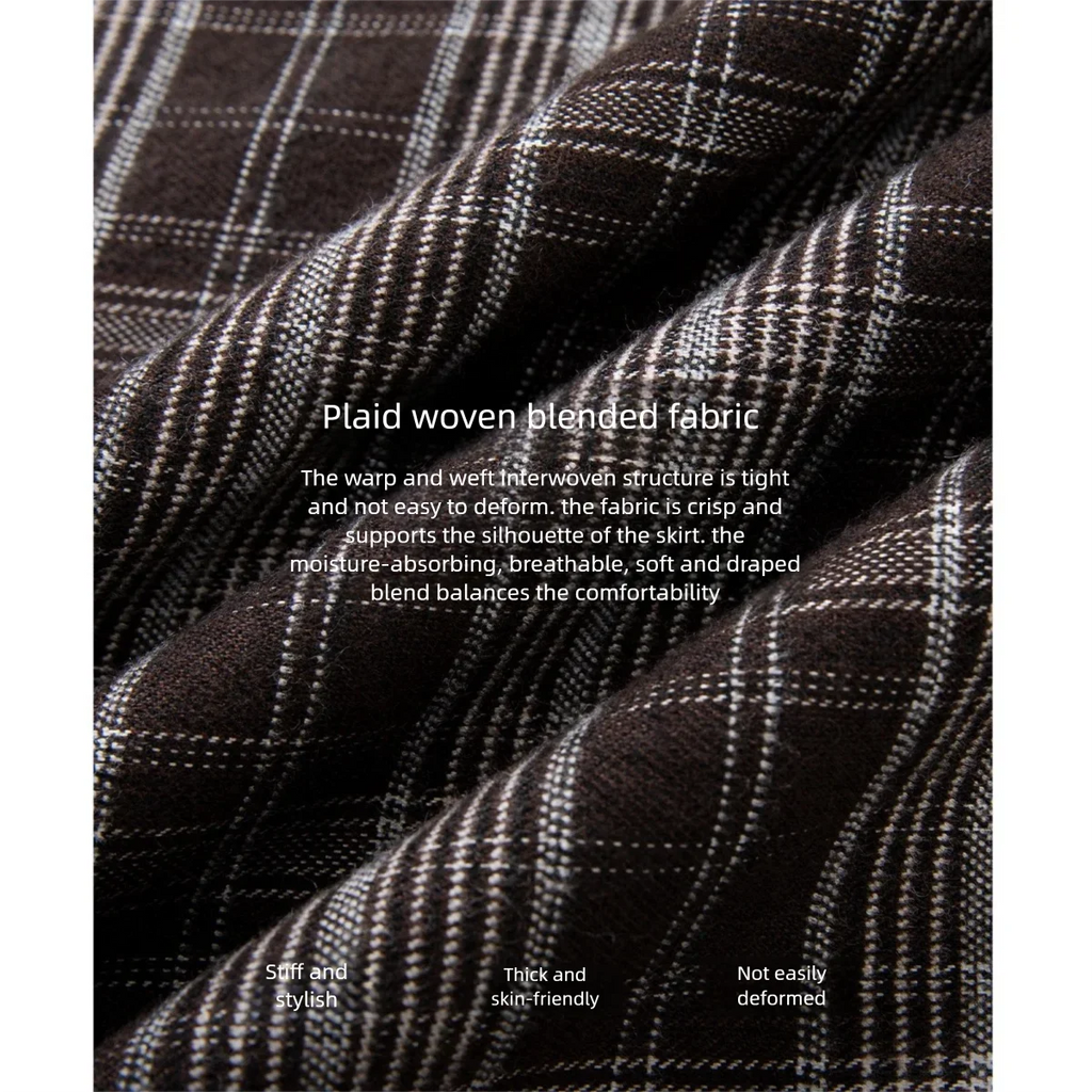 Handkerchief-Hem Plaid Midi Skirt