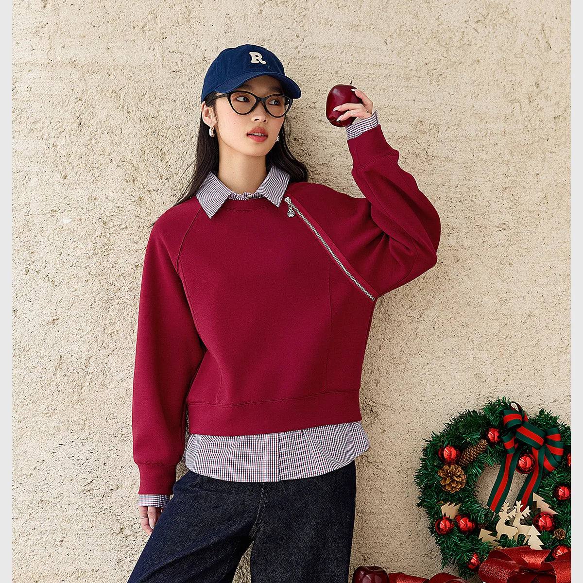 Layered Quarter-Zip Sweatshirt