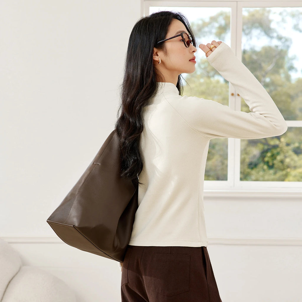 Mock-Neck Raglan-Sleeve Top