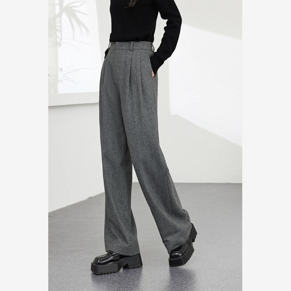 Pleat-Front Wide-Leg Trousers