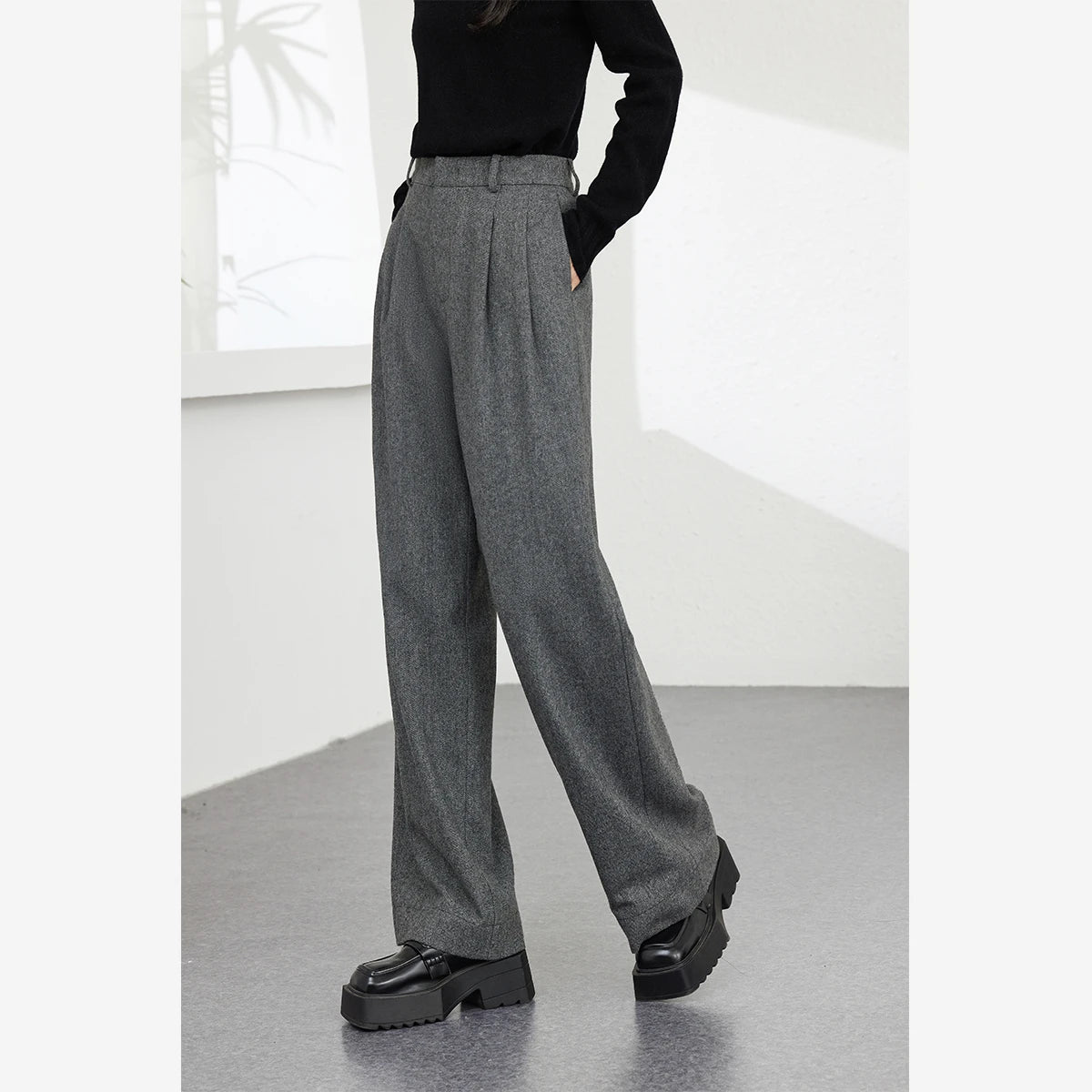 Pleat-Front Wide-Leg Trousers