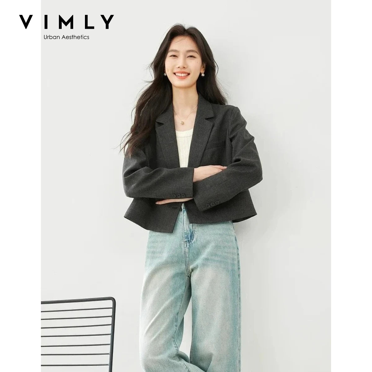 Cropped Notched Blazer
