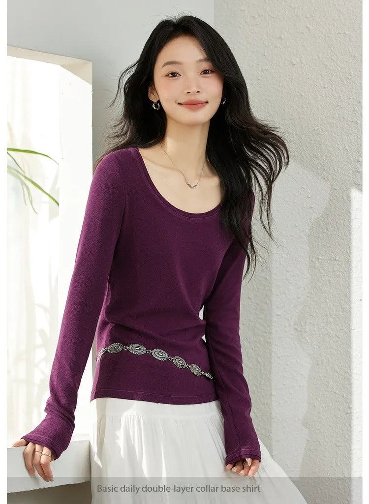 Scoop-Neck Long-Sleeve Tee