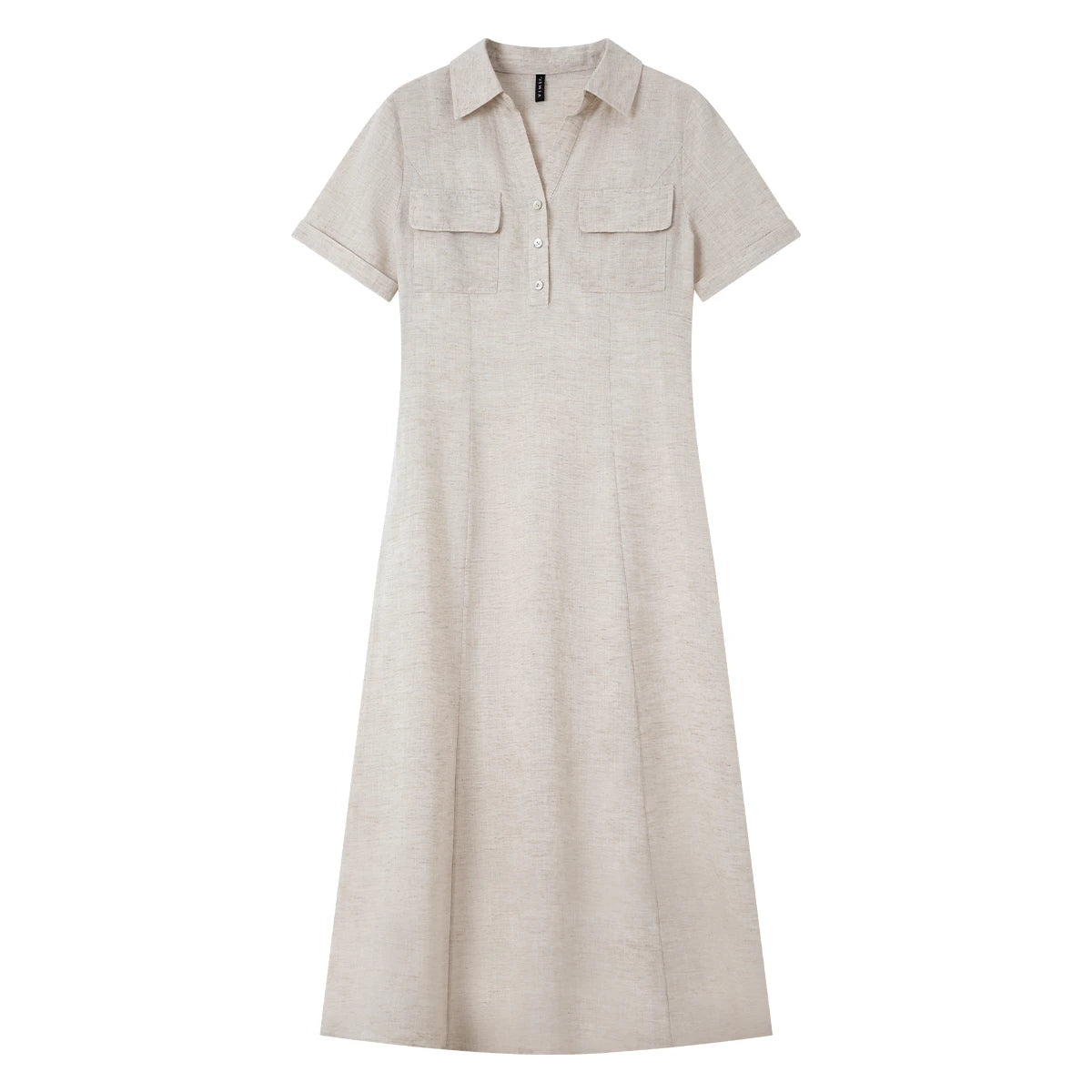 Belted Short-Sleeve Shirt Midi Dress