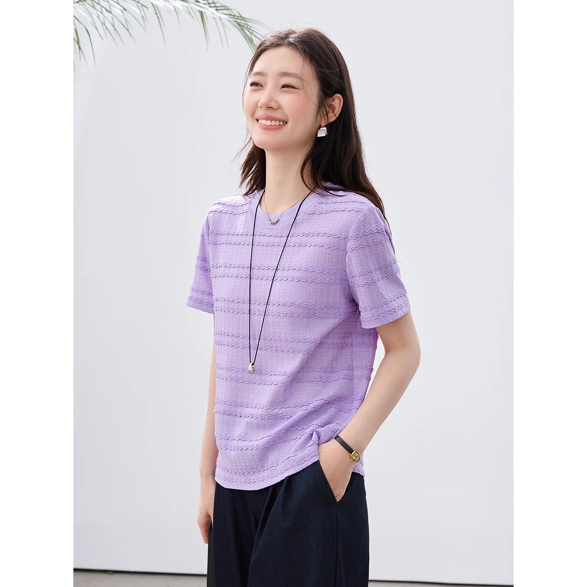Textured Stripe Short-Sleeve Tee