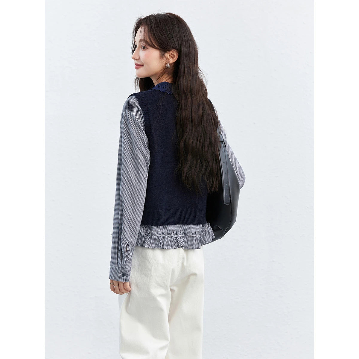 Layered Vest and Ruffle-Shirt Set