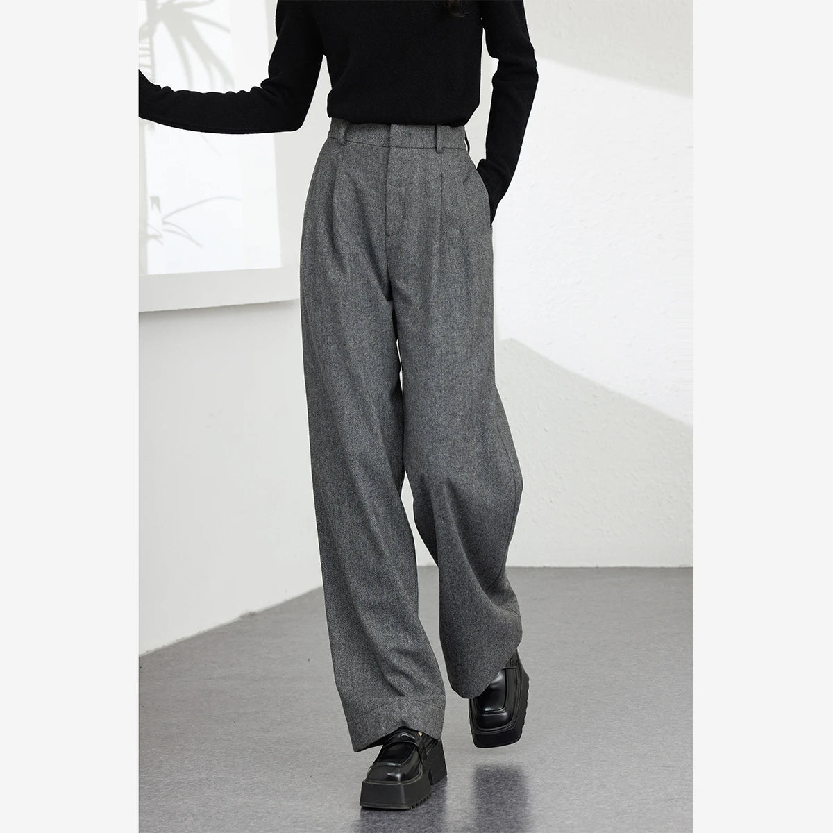 Pleat-Front Wide-Leg Trousers