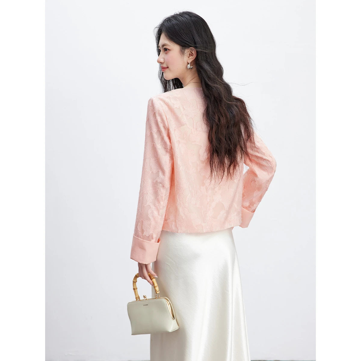 Floral Jacquard Frog-Button Jacket