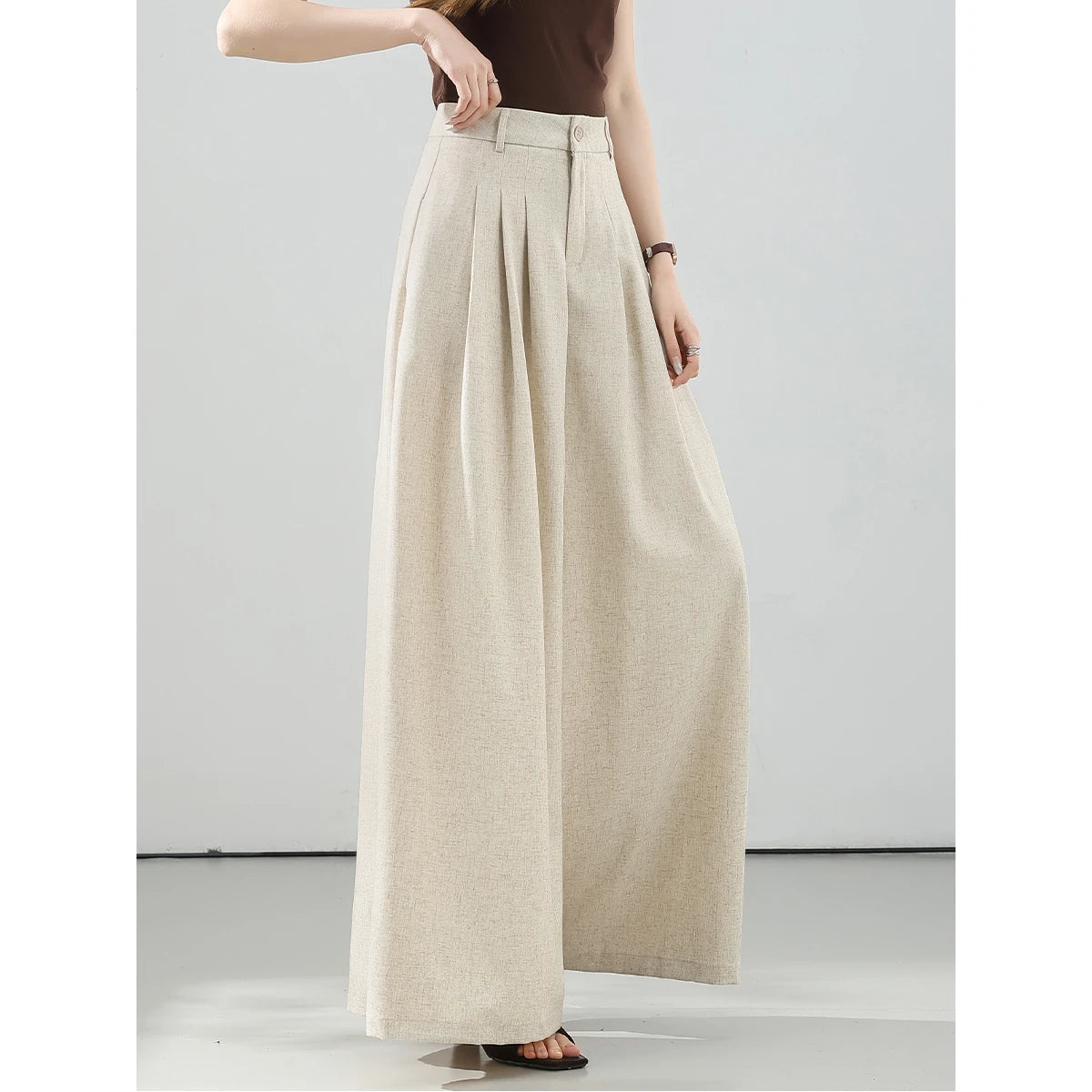 Box-Pleat Wide-Leg Trousers