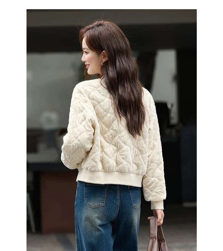 Quilted Zip-Front Bomber Jacket