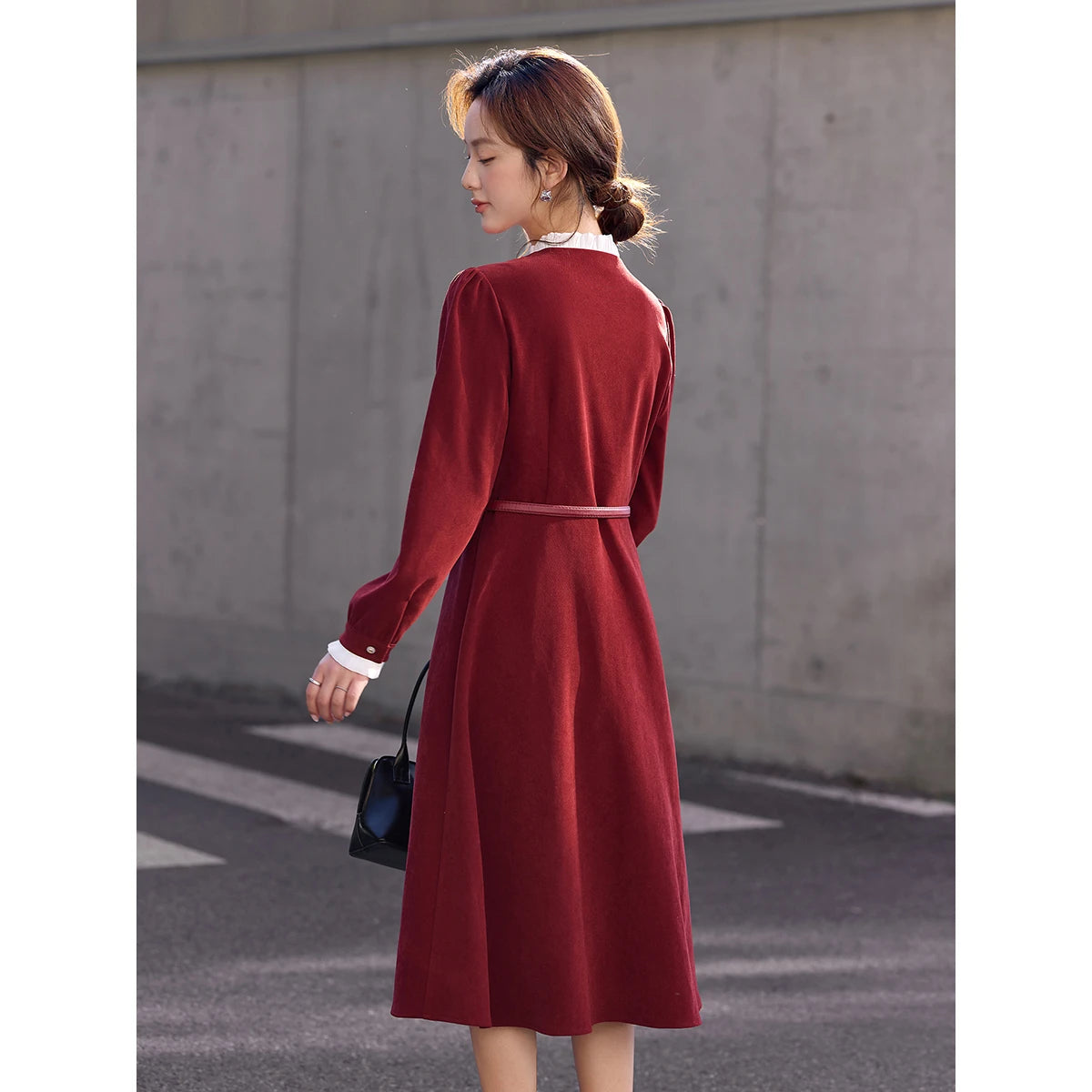 Belted Layered Midi Dress