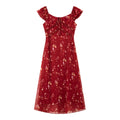 Floral Square-Neck Ruffle Midi Dress