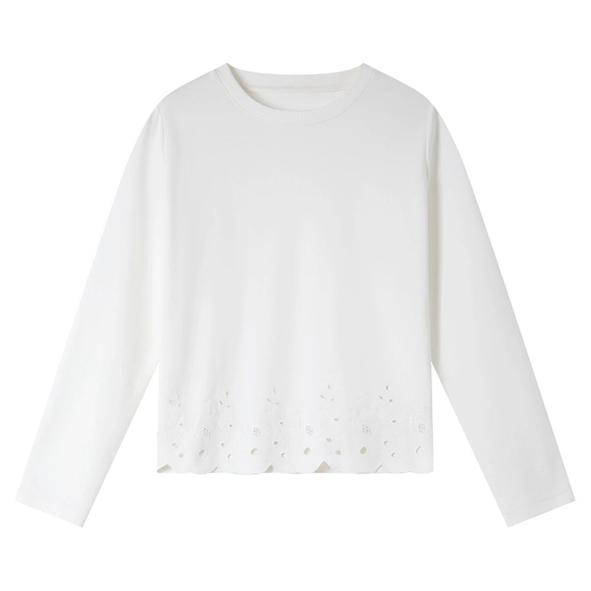 Eyelet-Hem Long-Sleeve Tee