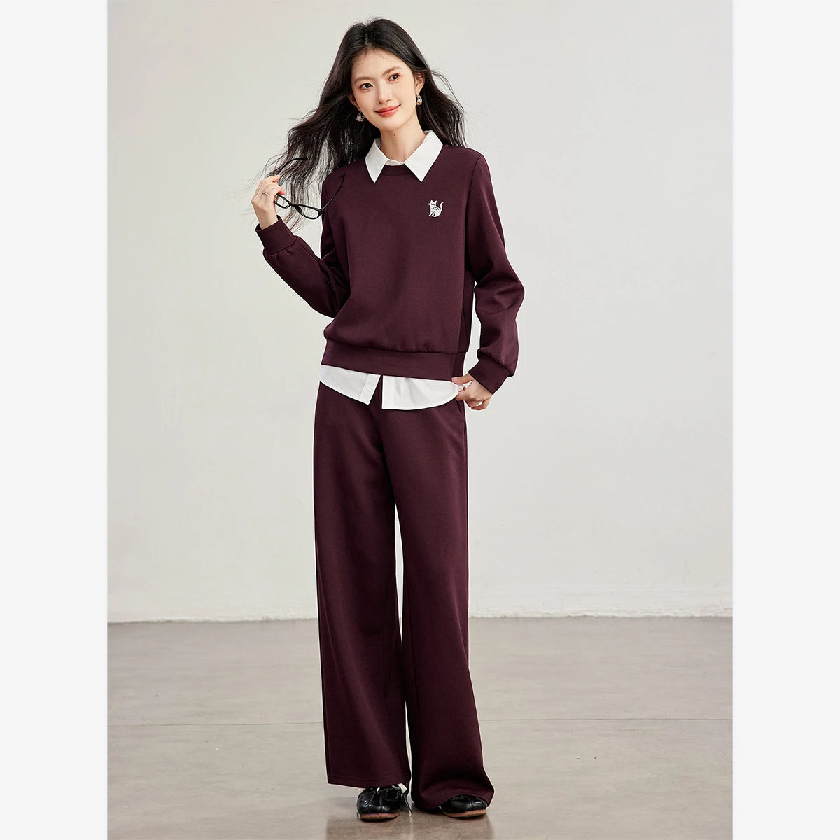 Sweatshirt and Wide-Leg Trouser Set