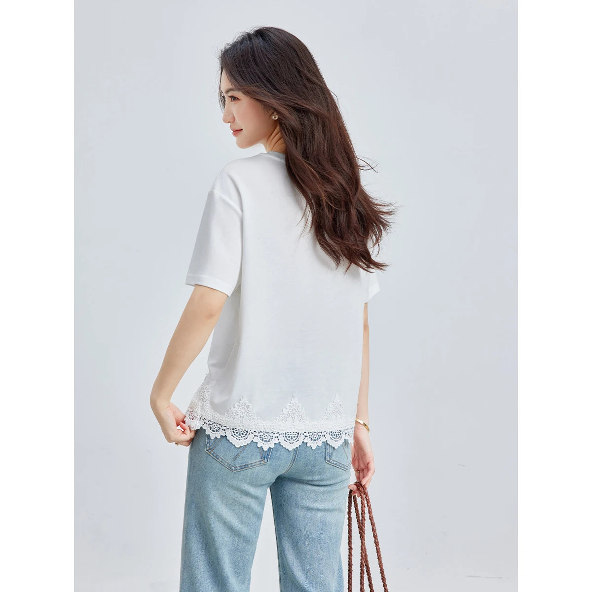 Lace-Hem Pocket Tee