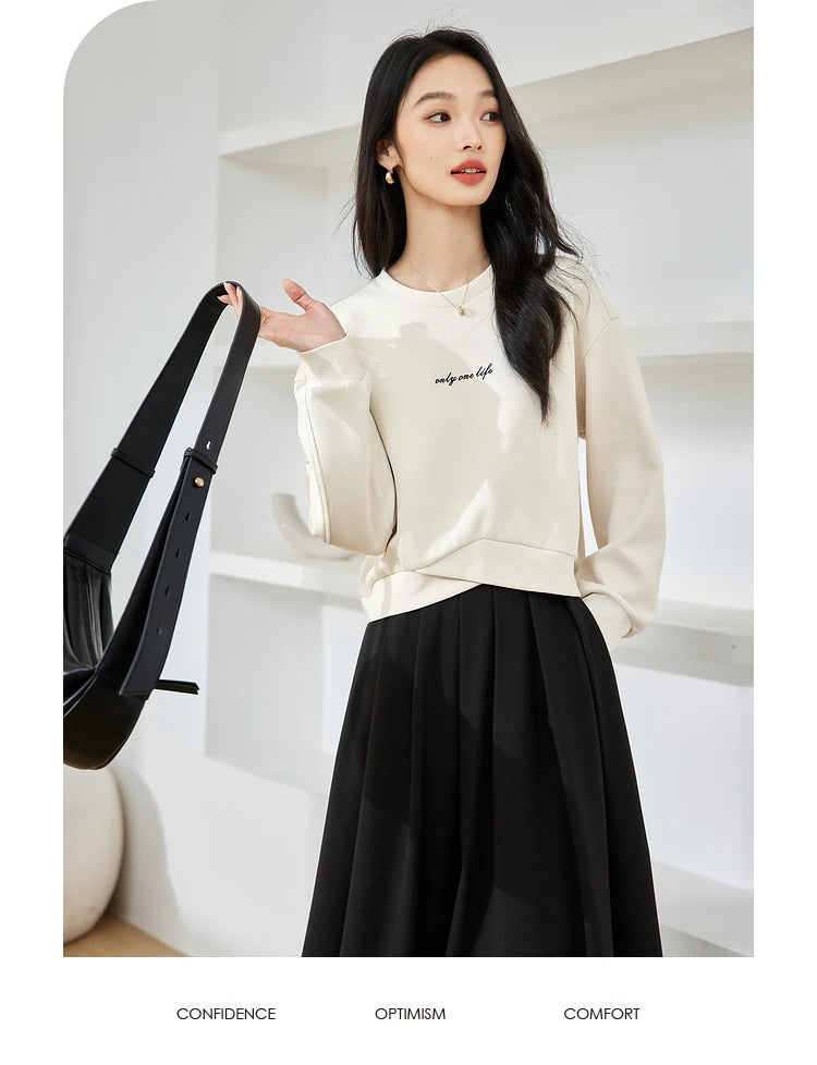 High-Low-Hem Crew-Neck Sweatshirt