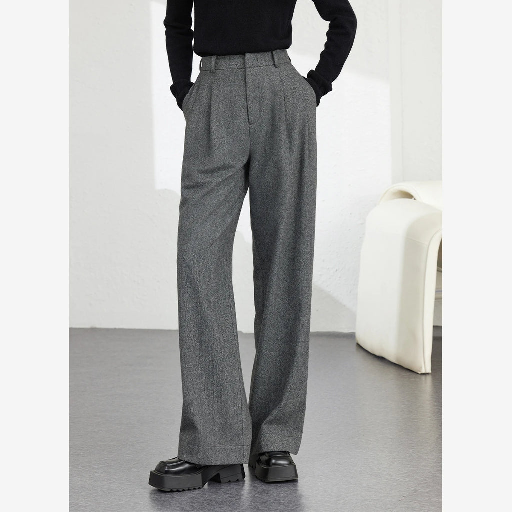 Pleat-Front Wide-Leg Trousers
