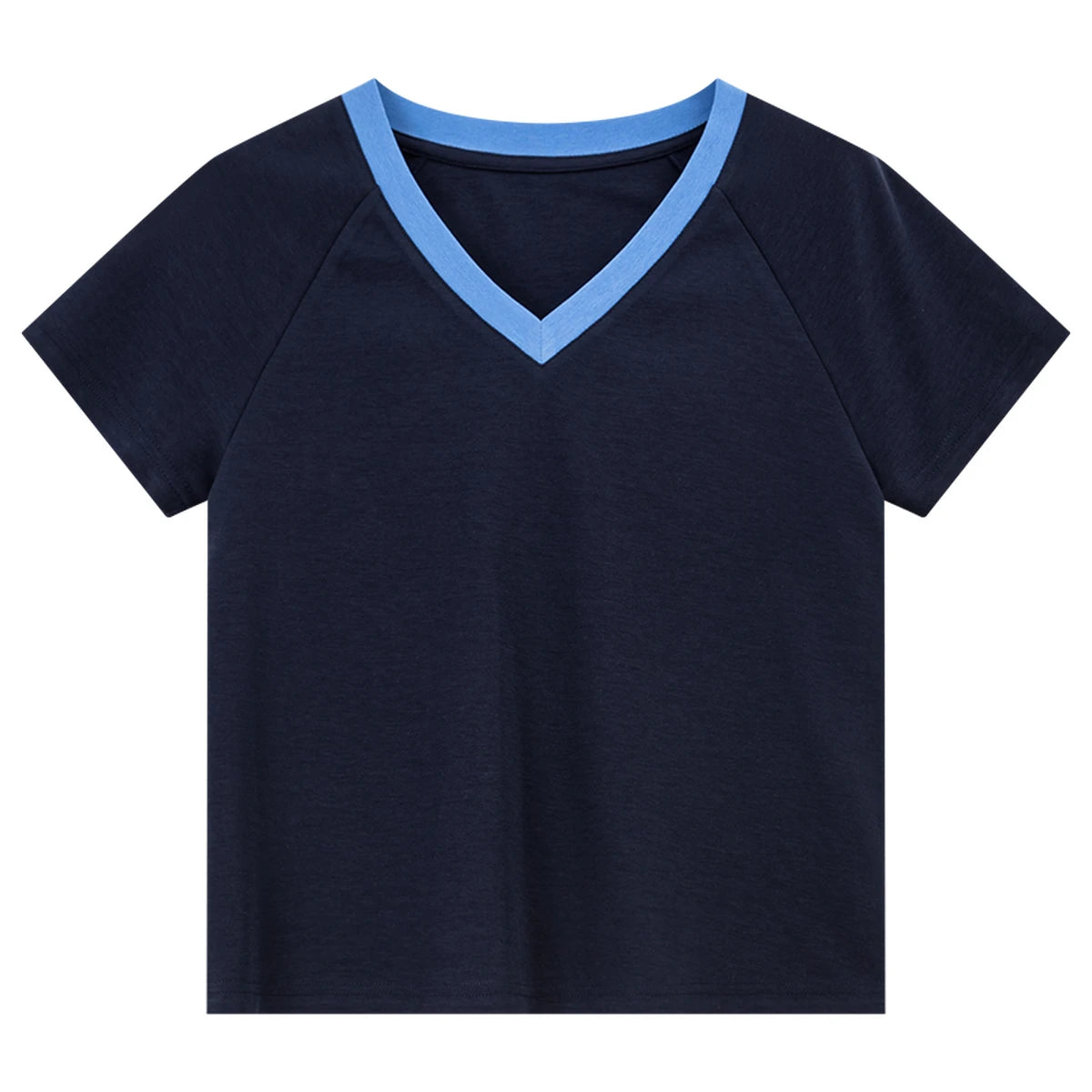 Contrast V-Neck Short-Sleeve Tee
