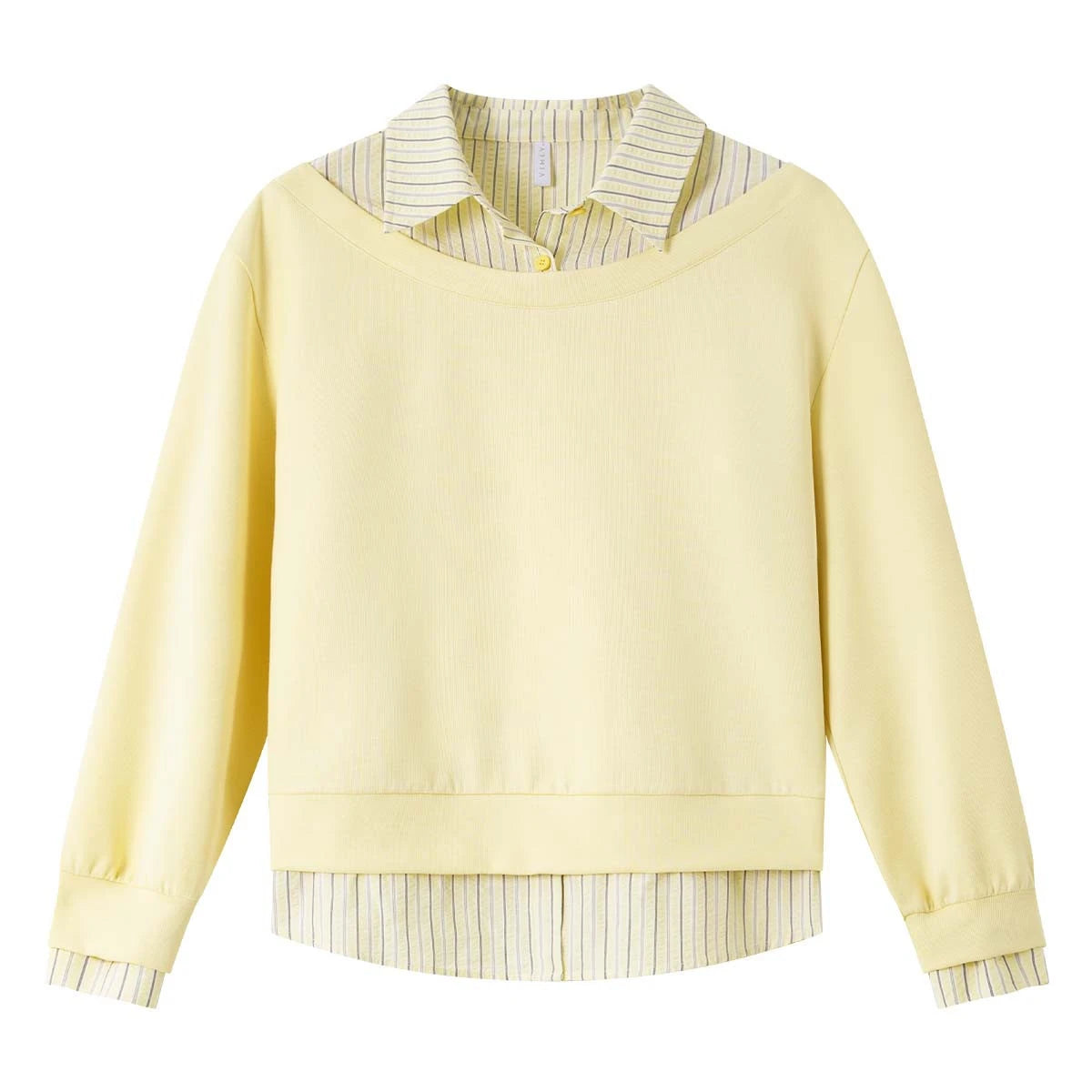 Layered Striped-Collar Sweatshirt
