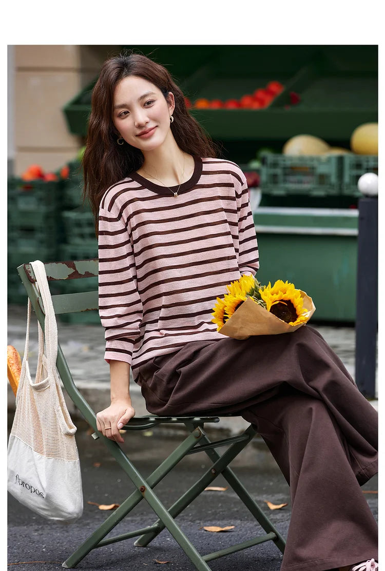 Striped Crew-Neck Long-Sleeve Tee