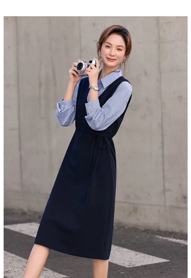 Layered Shirt Midi Dress