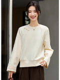 Frog-Button Crew-Neck Sweatshirt