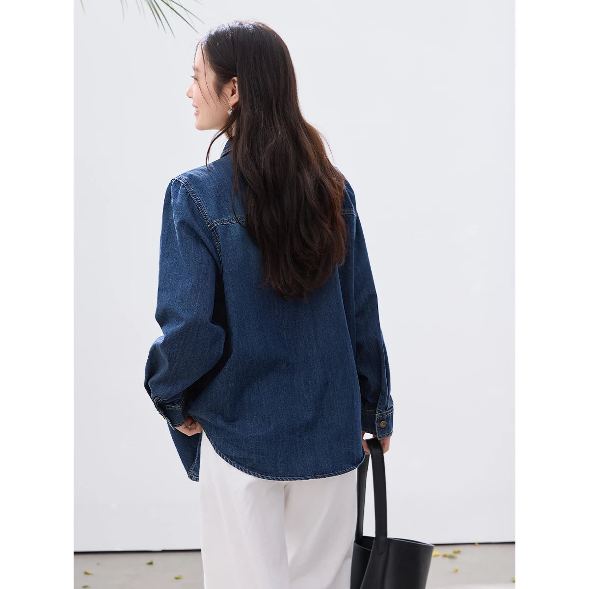 Button-Front Denim Shirt
