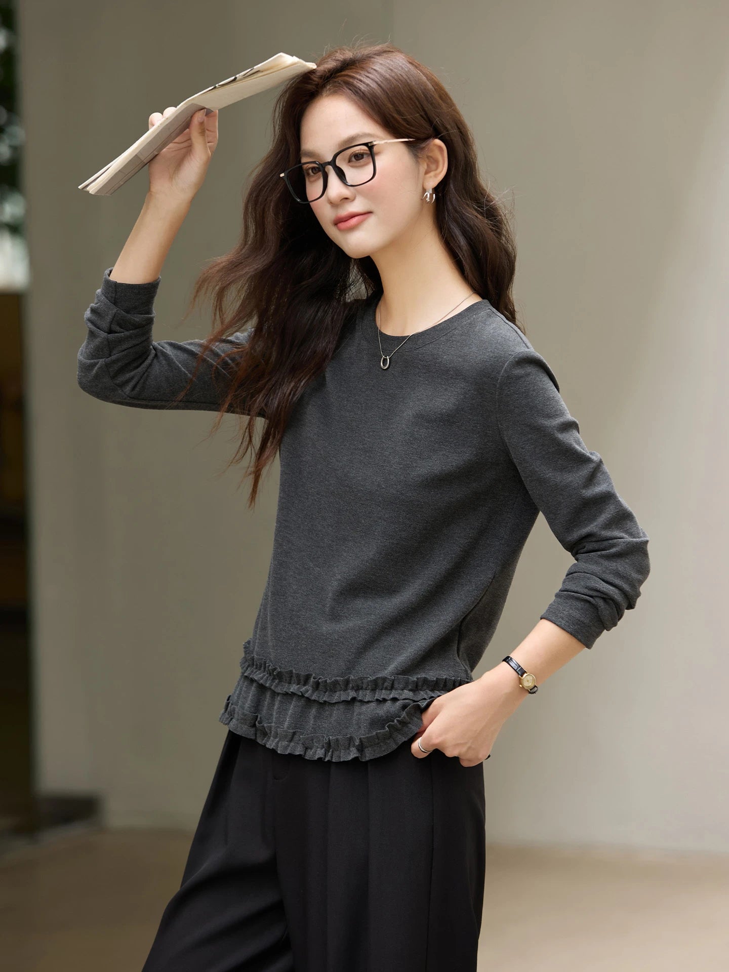 Tiered Ruffle-Hem Knit Top